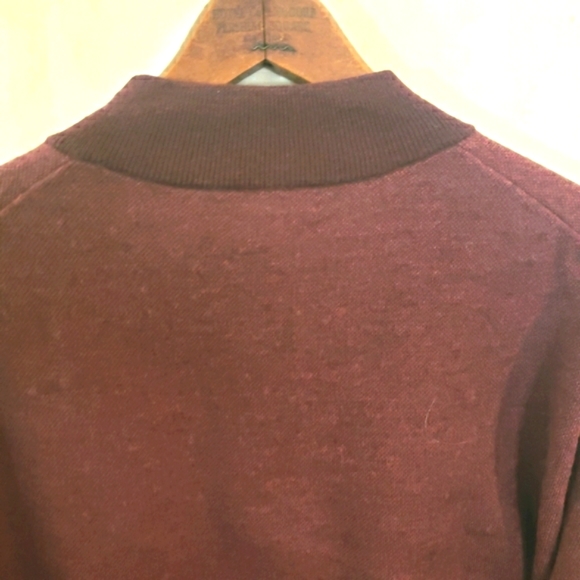 PETER MILLAR Burgundy Heathered Merino Wool 1/4 Zip Mock Neck Pullover Sweater - Picture 4 of 8